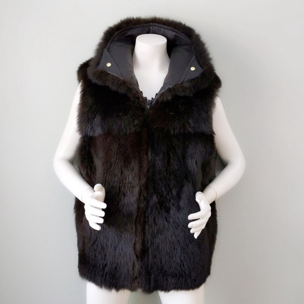 Andrew Marc Opossum REAL Fur Leather Bomber Vest